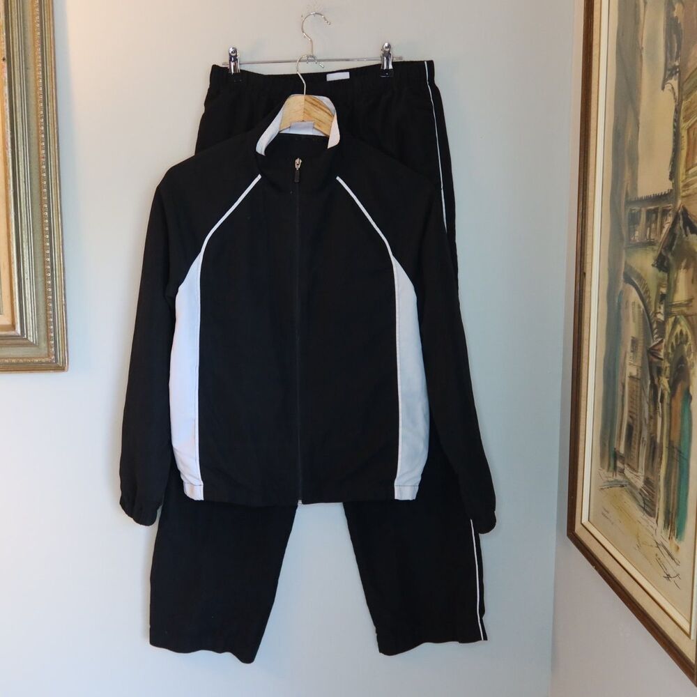 Danskin Now Tracksuit Set M Black Shell Womens Elastic Waist